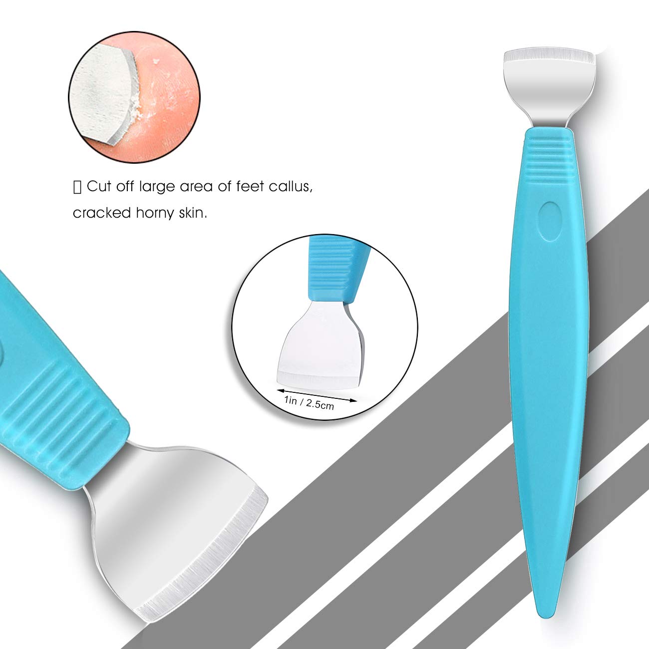 Bezox Pedicure Knife Set - Callus Shavers, Corn And Hard Thick Skin Remover Knives For Foot, Metal Nail File & Nail Lifter - Professional Pedicure Tools With Storage Box (Blue)